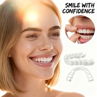 Natural Look Teeth Veneers Temporary Whitening False Dentures Comfort Fit Smile Braces CK848-fro