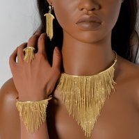 A Set Fashionable Women's Four Piece Jewelry Geometric Retro Y-shaped Bead Tassel Pendant Collar Banquets Weddings Jewelry Gifts