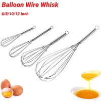 Egg Whisk Stainless Steel Manual Kitchen Whisk Cream Egg Stirrer for Mixing Whisking Beating Stirring