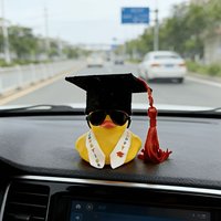 Funny little yellow duck with graduation season sunglasses and graduation cap accessories,Car design dashboard decoration,PVCCar