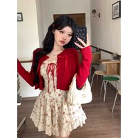 Sweet Floral Print Halter Dress Women's Summer Slimming Short Skirt Spicy Girl Fashionable Casual Wear Polyester Material