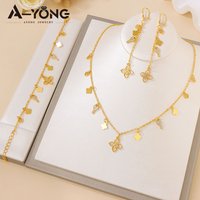 Dubai Fashion Jewelry Set 21k Gold Plated Italian Boho Zirconia Necklace Bracelet Earrings Saudi Women Event Party Jewelrys