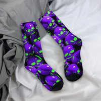 Cyberpunk dark style fluorescent skull print casual socks, novel street style punk hip-hop men's socks, crazy party holiday gift