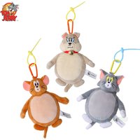 12cm Round Flat Tom and Jerry Plush Keychain Halloween Christmas Decoration Cute Novelty Stuffed Toy