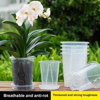 Clear Plastic Orchid Pots With Holes Transparent Root Control Flower Pot For Butterfly Orchid Planting Slotted Planter