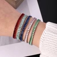 5mm Rectangular Color Micro-inlaid Zircon Tennis Bracelet for Women 2025 New Men Bracelet Homme Jewelry Accessories Wholesale