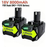 1/2er-Pack 8,0 Ah Ersatz für Ryobi 18 V Akku, kompatibel mit ONE+ Plus P102 P103 P104 P105 P107 P108 P109 P122 Akku-Werkzeuge