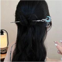 Luminous flower hairpin female creative star and moon tassel hair stick retro Chinese magic style metal hair accessories