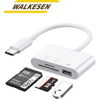 Type-C 3-in-1 Card Reader Adapter USB-C to SD/TF Card Reader with USB Port OTG Converter for Smart Phones Laptops and Tablets