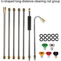 Pressure cleaning extension rod with U-shaped bent rod 1/4 quick connection 4000PSI, total length 256cm, long-distance cleaning
