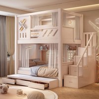 All solid wood high and low beds Children's upper and lower beds with storage drawers Stair bunk beds Multifunctional combinatio