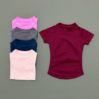 Sport Short Sleeve Top Women Running Sports T Shirt Summer Short Sleeve Round Neck Breathable Stretchy Gym Yoga Fitness Top