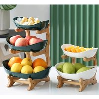 Simple Multi-Layer Household Living Room Fruit Tray Candy Fruit Tray Three-Layer Double-Layer Wooden Frame Water Fruit Dishes