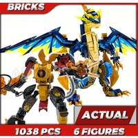 1038pcs Shinobi Elemental Dragon vs. The Empress Mech Gold-bladed Flying Vehicle 1796 Building Kits toys Compatible with Bricks