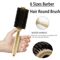 Professional 6 Sizes Barber Salon Wood Handle Boar Bristles Round Brush Removable Tail Hairdresser Hair Brush Hair Round Combs