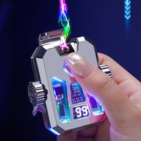 High-end Gyro Black Technology Mecha Style Lighter Creative Double Arc Charging Lighting Lighter Windproof Men's Gift