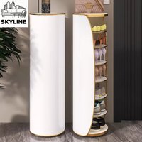 Rotating shoe cabinet Household door shoe rack Round cylindrical vertical multi-layer light luxury storage cabinet