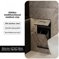 Concealed Recessed Stainless Steel Toilet Niche Set with Trash Can Tissue Box and Toilet Brush Wall Mounted Bathroom Organizer