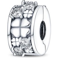 925 Sterling Silver Charms Bead CZ Zircon Four Leaf Clover Safety Buckle Fit Original Bracelet DIY Women Jewelry Gift