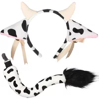 Cartoon Plush Cow Ears Horn Headband with Small Bells Ribbon Bow Anime Lolita Hair Hoop Kawaii Animal Party Cosplay Costume Girl