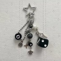 Y2K Handmade Black 8 Billiard Keychain Mini Ball Keychain Resin Pendant Keyring Decorative Jewelry Gift Winner Ball Accessories