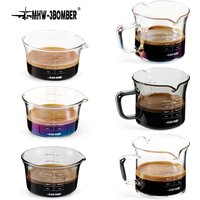 MHW-3BOMBER Single/Double Spouts Espresso Measuring Cup with Handle 120ml Glass Coffee Cups Liquid Heavy Glasses Barista Tools