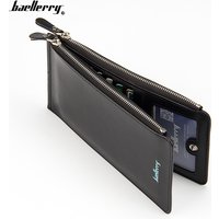 Baellerry Long Wallet Credit Card Holder Men's Leather PU Wallets with Coin Purse Phone Pocket Double Zipper for Male