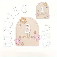 Monatliche Meilensteinkarten für Babys, monatliche Meilensteinscheiben aus Holz, Neugeborenen-Fotografie-Requisiten, Ankündigungsschild für Baby-Wachs