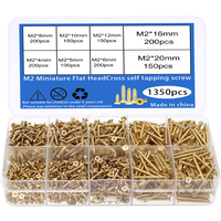 1350PCSM2 copper-plated gold self-tapping screws, countersunk cross self-tapping screws, flat head self-tapping wood screws M2 p
