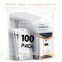 10-100pcs Transparent Name ID Badge Holder Waterproof Thick Vertical Business Card Holder Protectors with Resealable Zip