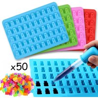 50-cell Gummy Bear Mold Silicone Molds Pastry With Dropper Fudge Chocolate Candy Making Molds DIY Baking Decoration Tools Cake