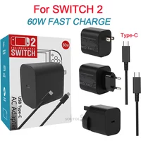 60W AC Adapter EU/US/UK Plug Fast Charger Compatible with NS Switch 2 / Steam Deck Accessories USB Type C Charger Power Supply