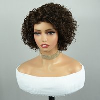 Brown Curly Pixie Cut Wigs #2 Part Lace Human Hair Wigs #4 Jerry Curly Lace Closure Wigs For Woman 8Inch Short Glueless Wigs