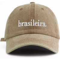 Unisex Brasileira Letter Embroidered Washed Baseball Cap Retro Vintage Dad Hat Available in Multiple Retro Colors Sun Hat