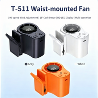 Rechargeable Mini Fan T511 Usb Charging Travel Waist-hung Fan Clip Neck Wearable Lithium Battery Mini Clip-On Car Fan NEW