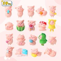 19 Pcs Miniature PVC Pig Figurines Toys Figure Animal Toys Set