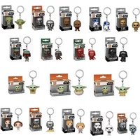 FUNKO POP Star Wars the Mandalorian Darth Vader Stromtrooper Yoda the Child with Cup Yoda Star Wars Keychain Toys Kid Pendant