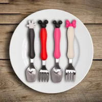 Fun and Creative Cartoon-Shaped Stainless Steel Cutlery Set for Kids Children's Training Fork & Spoon for Baby's Early Learning