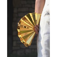 Stylish gold acrylic evening bag party bag women's chain crossbody bag glossy shoulder bag luxury designer fan-shaped clutch