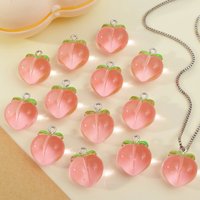 10Pcs Resin Pink Peach Pendants Friut Charms Jewelry Making Earrings Keychain Necklace DIY Cratfs Findings