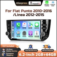 Podofo 6,2-Zoll-Autoradio für Fiat Punto 2010-2016/Linea 2012-2015, kabelloses CarPlay, Android-Autoradio, WIFI, GPS, Radio, FM/RDS, BT