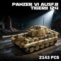 WW2 Military Army Panzer Ausf. B Tiger II 124 Tank Building Blocks War World 2 German Heavy Tank Model Bricks Toy Kids Boys Gift