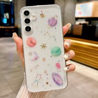 Glitter Stars Moon Silicone Case For Samsung Galaxy S26 Ultra S25 S24 FE S23 Plus A15 A35 A55 A34 A54 A17 A26 A16 A06 A36 A56