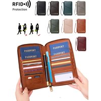 Neuer Retro-Reisepasshalter mit RFID-Schutz, Stilvolle Multifunktionale Reisepass-Brieftasche, Familien-Pack, Unisex Reisezubehör