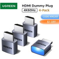 UGREEN 【4 Pack】 4K HDMI Display Emulator & DP Dummy Plug – Virtual Monitor for Gaming & Screen Lock Bypass Adapter