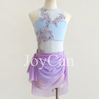 JoyCan Ballet and Lyrical Dance Costume Blue Contemporary Dance Dress Costume Sets for Girls and Women BD9385