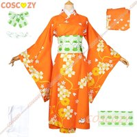 Anime Super Danganronpa 2 Hiyoko Saionji Cosplay Costume Kimono Adult Women Orange Dress Halloween Carnival Outfits Kostuums