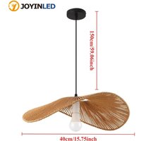 JOYINLED Modern Paper Chandelier Rattan Pendant Lighting 40CM Adjustable Height Hanging Lighting Fixture for Kitchen Hallway