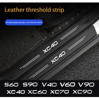 4pcs Car Door Sill Protector Stickers For Volvo S60 S90 V40 V60 V90 XC40 XC60 XC70 XC90 Leather Carbon Fiber Decor Decal