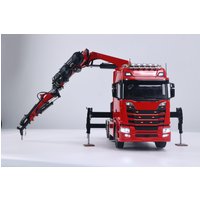 New 1/14 Remote Control Tractor Truck 7-way Valves Hydraulic Crane 6x6 RC Lorry Car 3Speed Gearbox Axle Locks Light Sound System